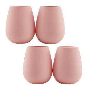 Odeme Set of 4 Silicone Wine Glasses in Light Blush Pink